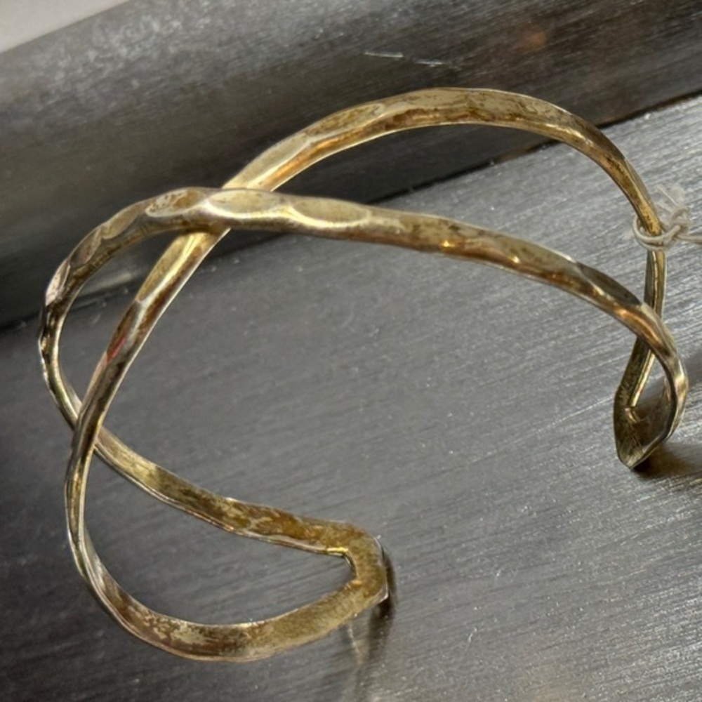 ZAD Gold Crisscross Bracelet tarnished hammered look NWT